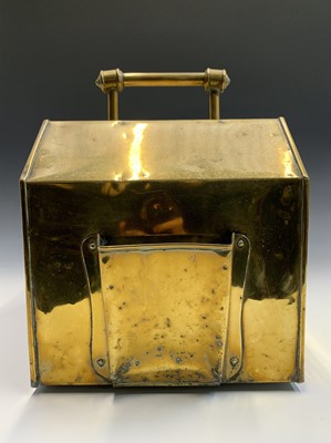 Lot 639 - A Victorian brass coal box with hinged lid and...