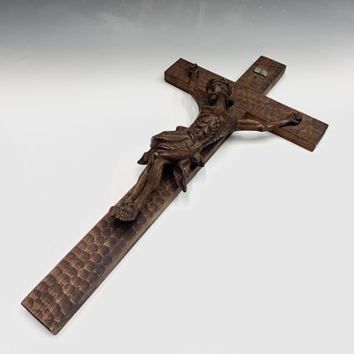 Lot 161 - A Continental carved walnut crucifix, circa...