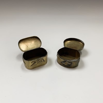 Lot 150 - Two Japanese brass pill boxes, early 20th...