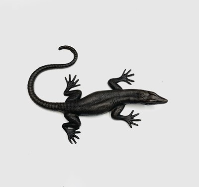 Lot 240 - A bronze model of a lizard, numbered A22 to...