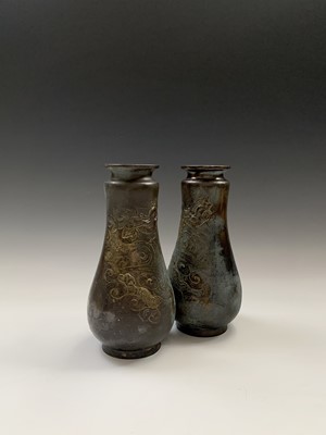 Lot 147 - A Pair of Chinese bronze vases early 20th...