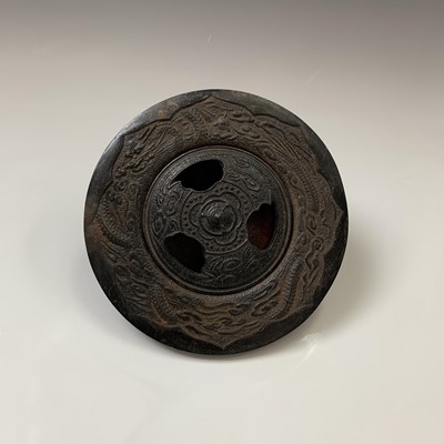 Lot 160 - A Japanese cast iron circular censer and cover,...