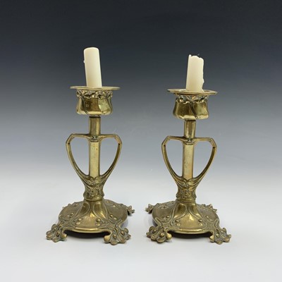 Lot 124 - A pair of Continental Art Nouveau brass...