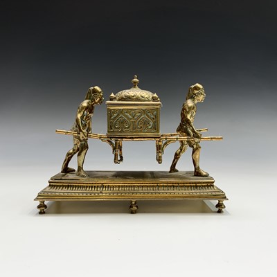 Lot 257 - An unusual Continental brass inkwell, circa...