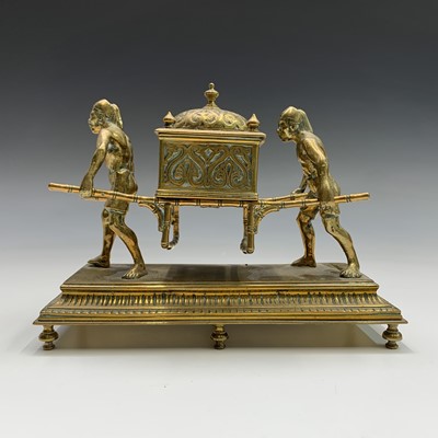 Lot 257 - An unusual Continental brass inkwell, circa...