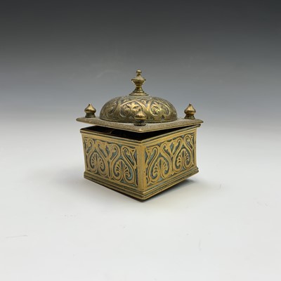Lot 257 - An unusual Continental brass inkwell, circa...