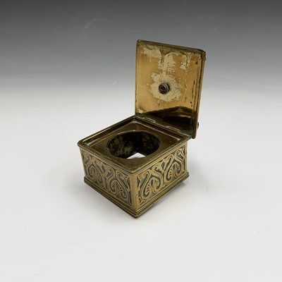 Lot 257 - An unusual Continental brass inkwell, circa...