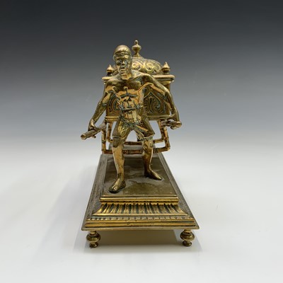 Lot 257 - An unusual Continental brass inkwell, circa...
