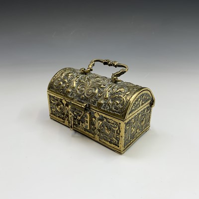 Lot 298 - An Art Nouveau cast brass dome top box, with...