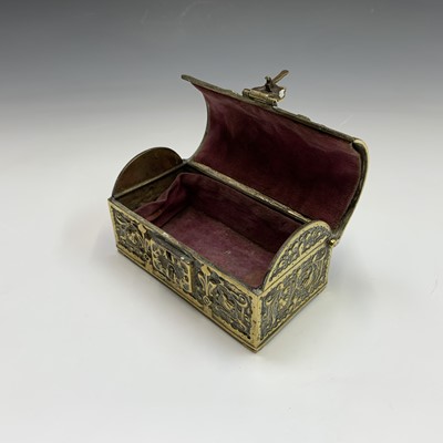 Lot 298 - An Art Nouveau cast brass dome top box, with...