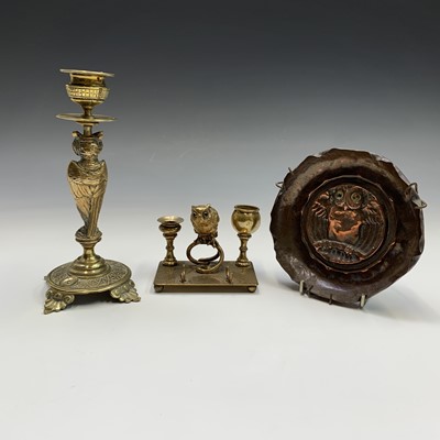 Lot 304 - A Victorian brass candlestick, the stem cast...