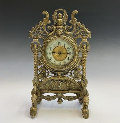 Lot 2905 - A Continental brass cased timepiece, the...