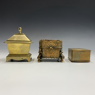 Lot 133 - A 19th century brass tobacco jar and cover, of...
