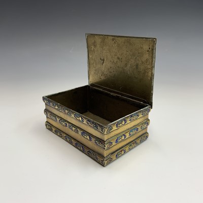 Lot 262 - An Oriental brass and enamel rectangular box,...