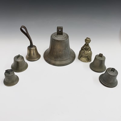 Lot 280 - A cast brass bell, 20cm diameter, together...