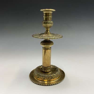 Lot 154 - A late Victorian tall brass twist candlestick,...