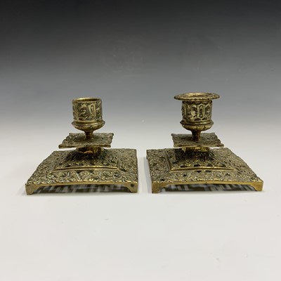 Lot 154 - A late Victorian tall brass twist candlestick,...