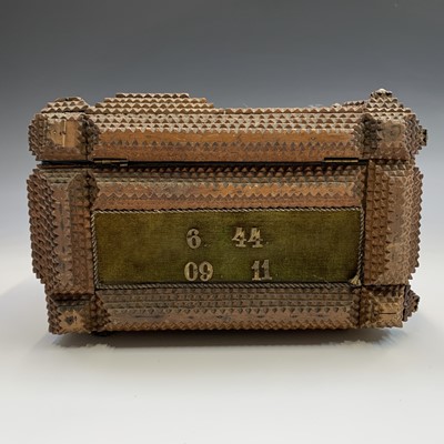 Lot 162 - A chip carved tramp art jewellery box, circa...