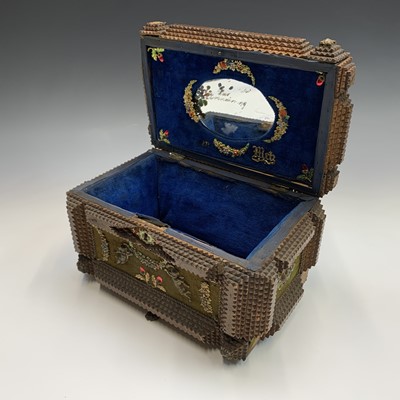 Lot 162 - A chip carved tramp art jewellery box, circa...