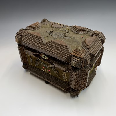 Lot 162 - A chip carved tramp art jewellery box, circa...