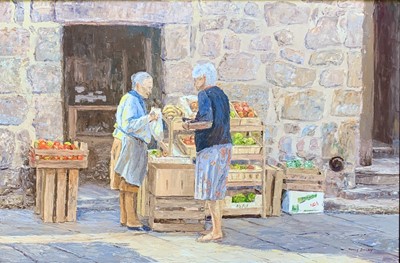 Lot 161 - Nancy BAILEY (1913-2012) The Fruit Stall Oil...