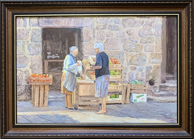 Lot 161 - Nancy BAILEY (1913-2012) The Fruit Stall Oil...