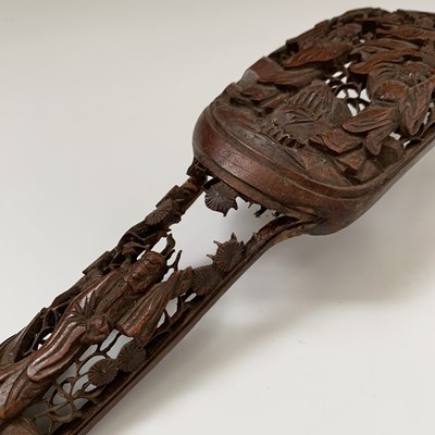 Lot 95 - A Chinese carved bamboo ruyi sceptre, 19th...