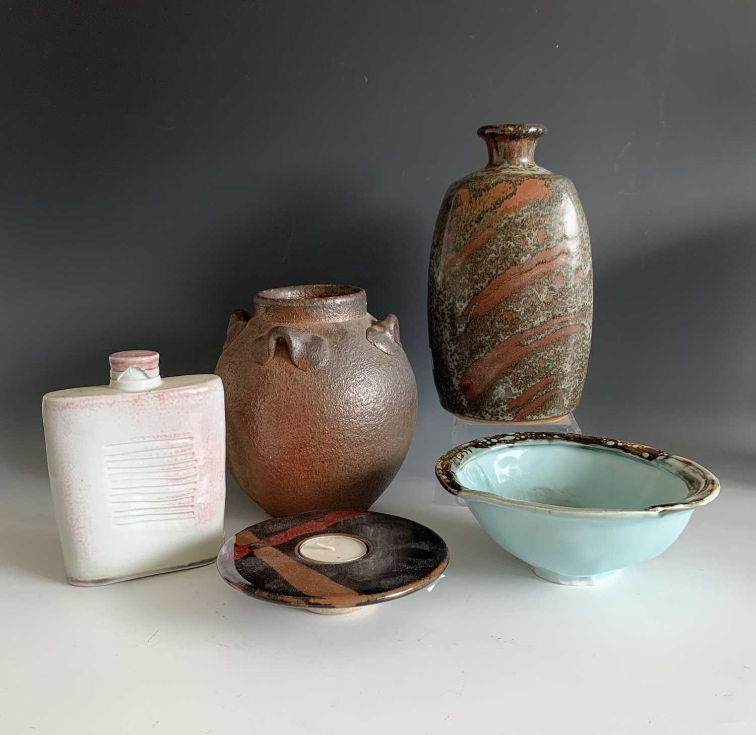 Lot 509 - Five pieces of studio pottery by various potters.