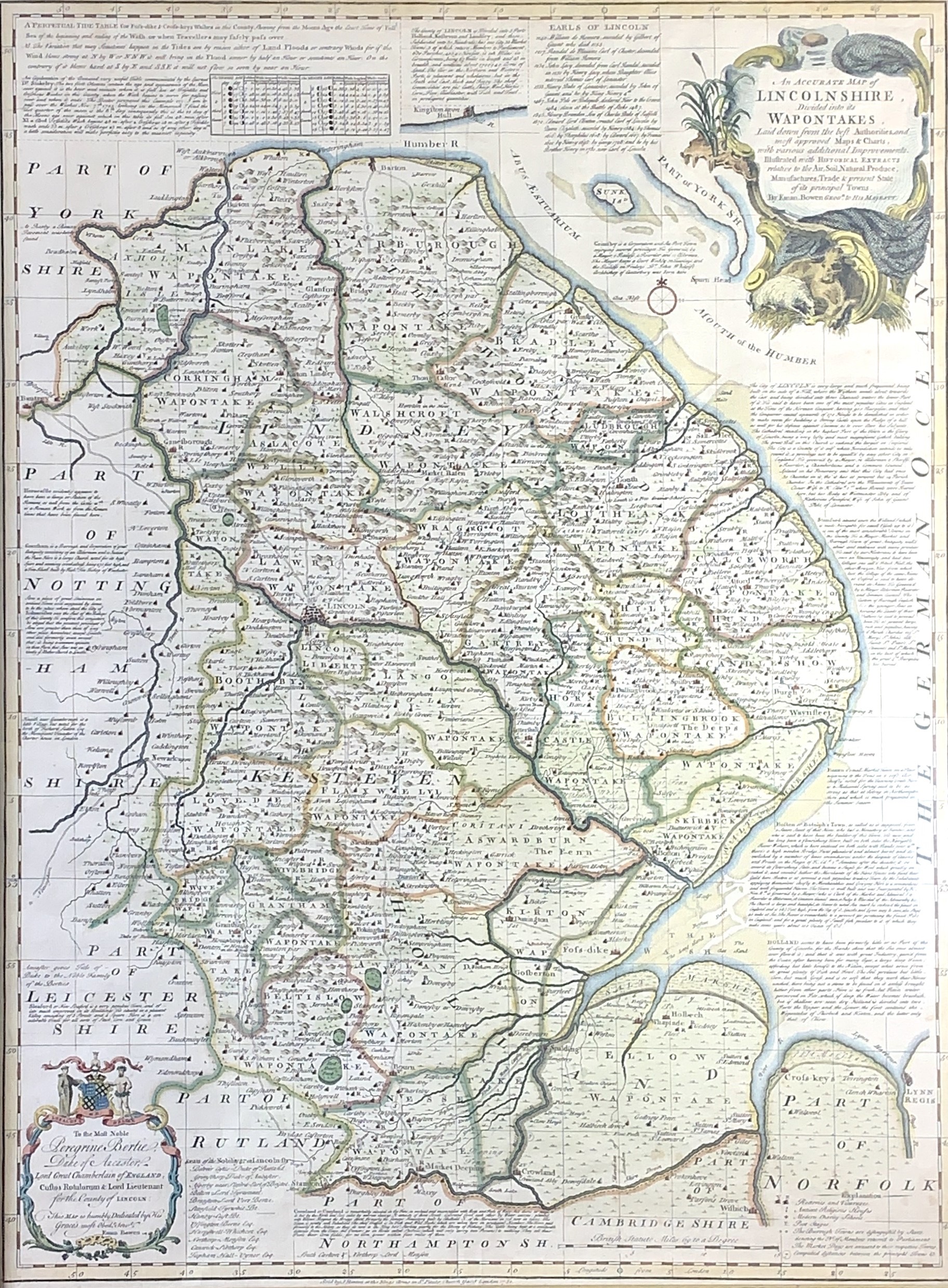 Lot 1503 - Map, handcoloured Emanuel BOWEN (1694-1767)