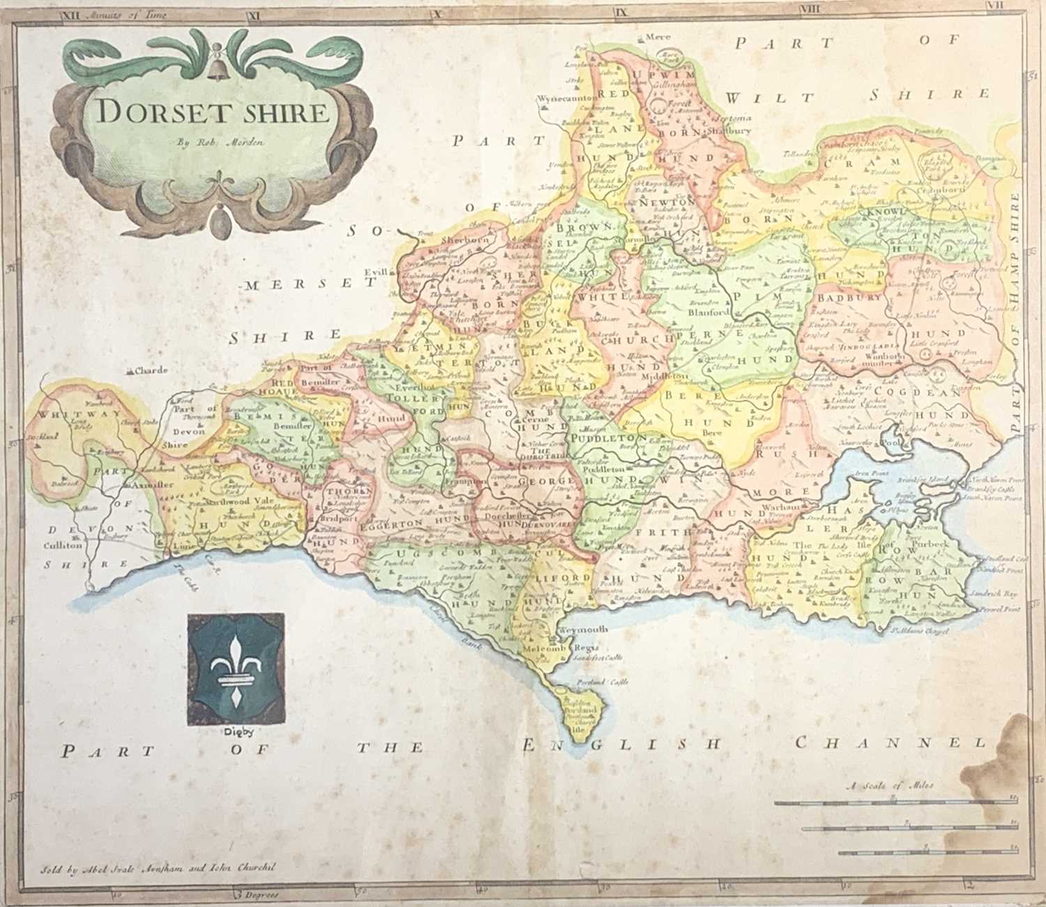 Lot 1503 - Map, handcoloured Rob MORDEN (1650-1703)...