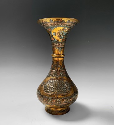Lot 1011 - A Cairoware brass vase, Egypt, 19th century,...