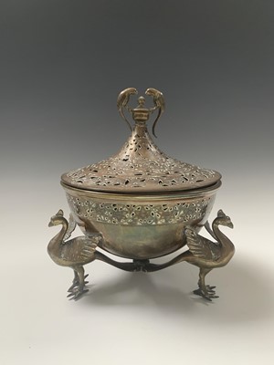 Lot 360 - A Persian brass brazier, late 19th century,...