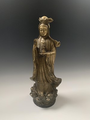 Lot 121 - A Japanese bronze figure of Guanyin, height 43cm.