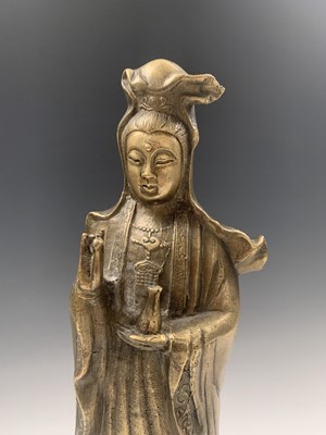Lot 121 - A Japanese bronze figure of Guanyin, height 43cm.