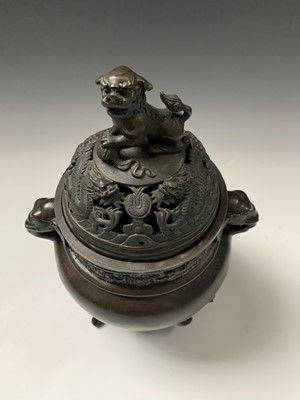 Lot 99 - A pair of Japanese bronze censers, each with...