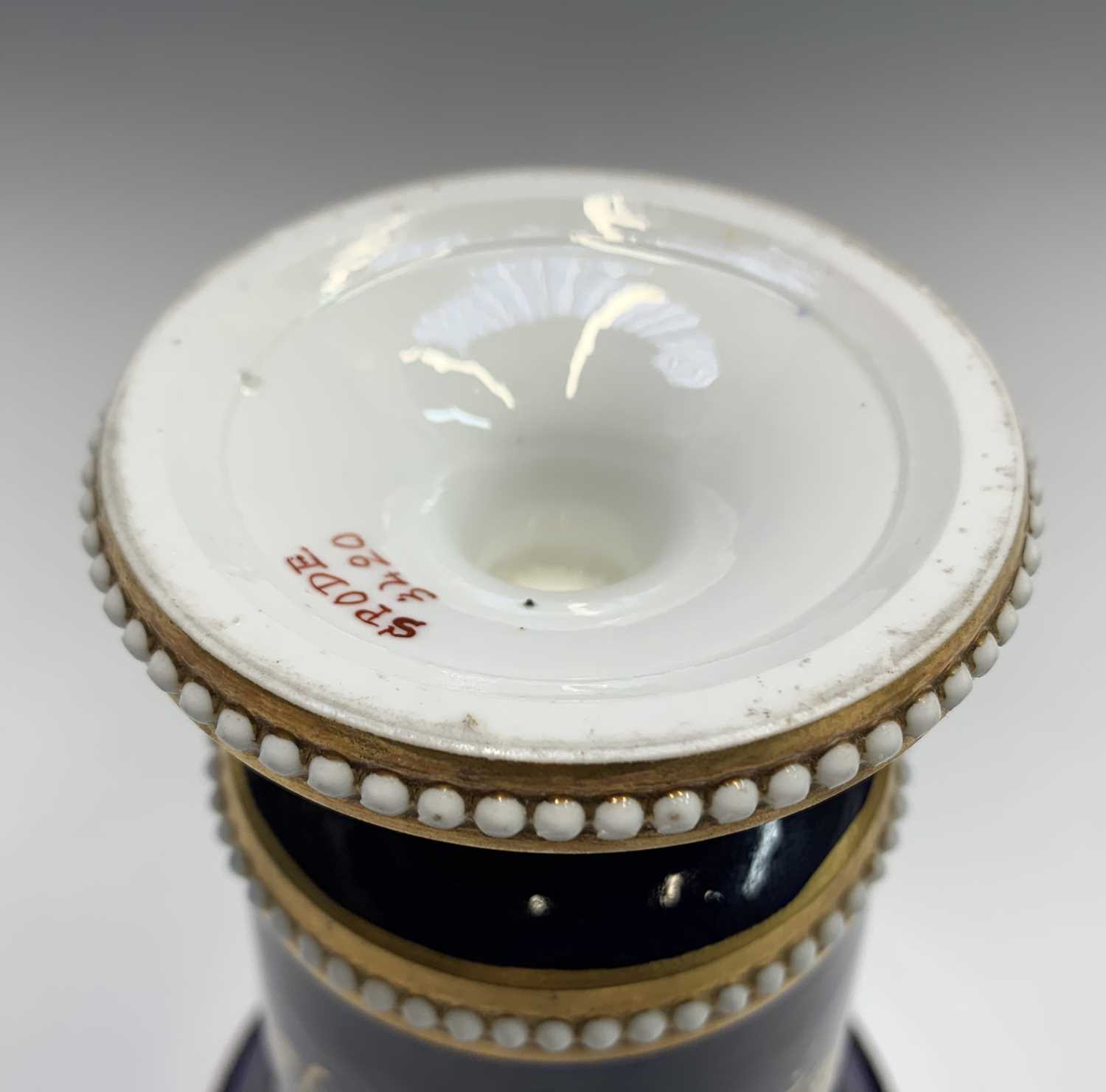 Lot 854 - A Spode blue ground trumpet vase, circa 1820,