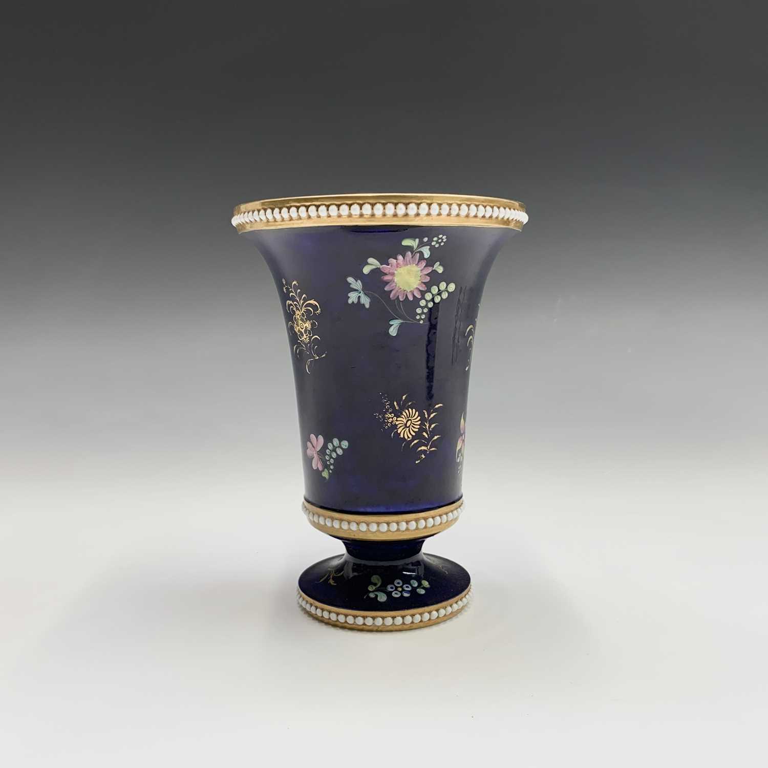 Lot 854 - A Spode blue ground trumpet vase, circa 1820,...