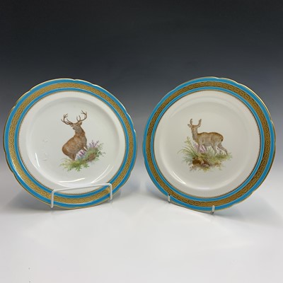 Lot 860 - A pair of Minton porcelain dessert plates,...