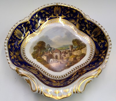 Lot 870 - A Bloor Derby topographical dish, 'Launceston...