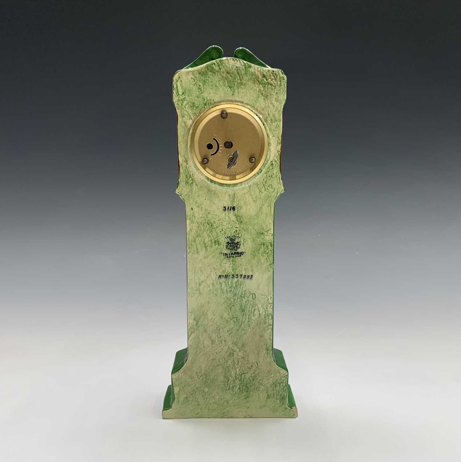 Frederick Rhead Clock Lot 839 - A Foley Intarsio pottery model of a longcase