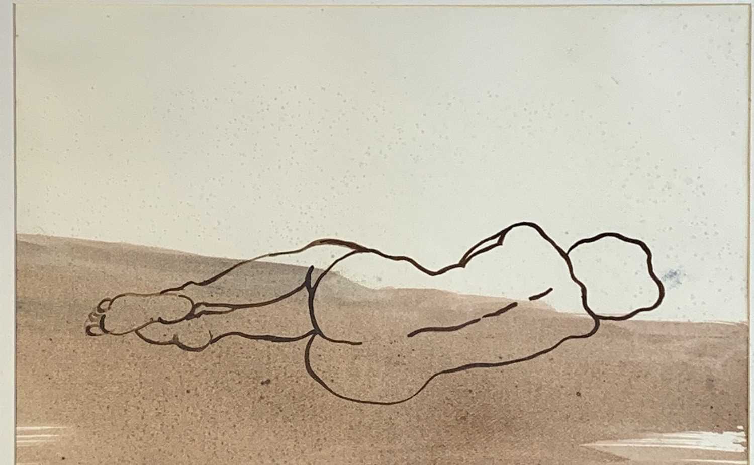 Lot 1199 - Reclining Nude Ink and wash 58x73cm framed...