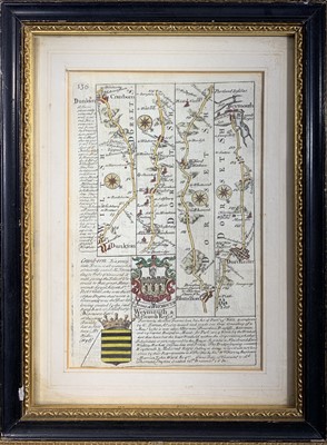 Lot 1346 - 18th century road maps, hand coloured Monmouth...