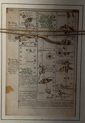 Lot 1346 - 18th century road maps, hand coloured Monmouth...