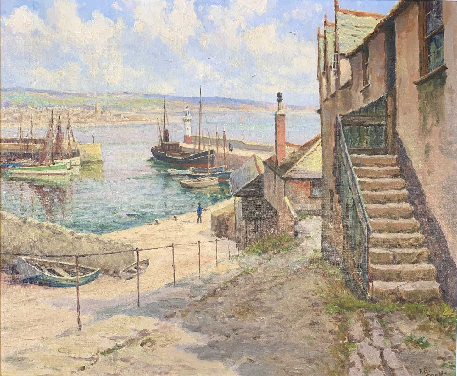 Lot 274 - Frank George TROTT (1884-1957) Newlyn Oil on...