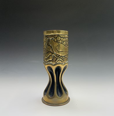 Lot 57 - WWI Trench Art. A pair of vases fashioned from...