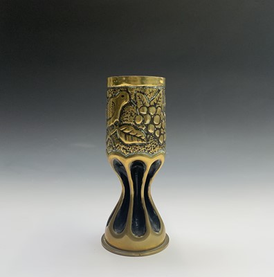 Lot 57 - WWI Trench Art. A pair of vases fashioned from...