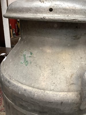 Lot 398 - A vintage aluminium ten gallon milk churn,...