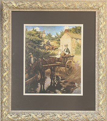 Lot 1433 - A framed print 'The Drinking Trough' by...