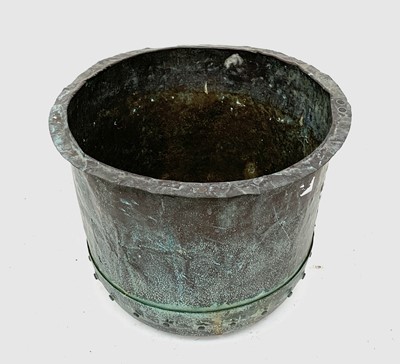 Lot 394 - A 19th century riveted copper washing urn....