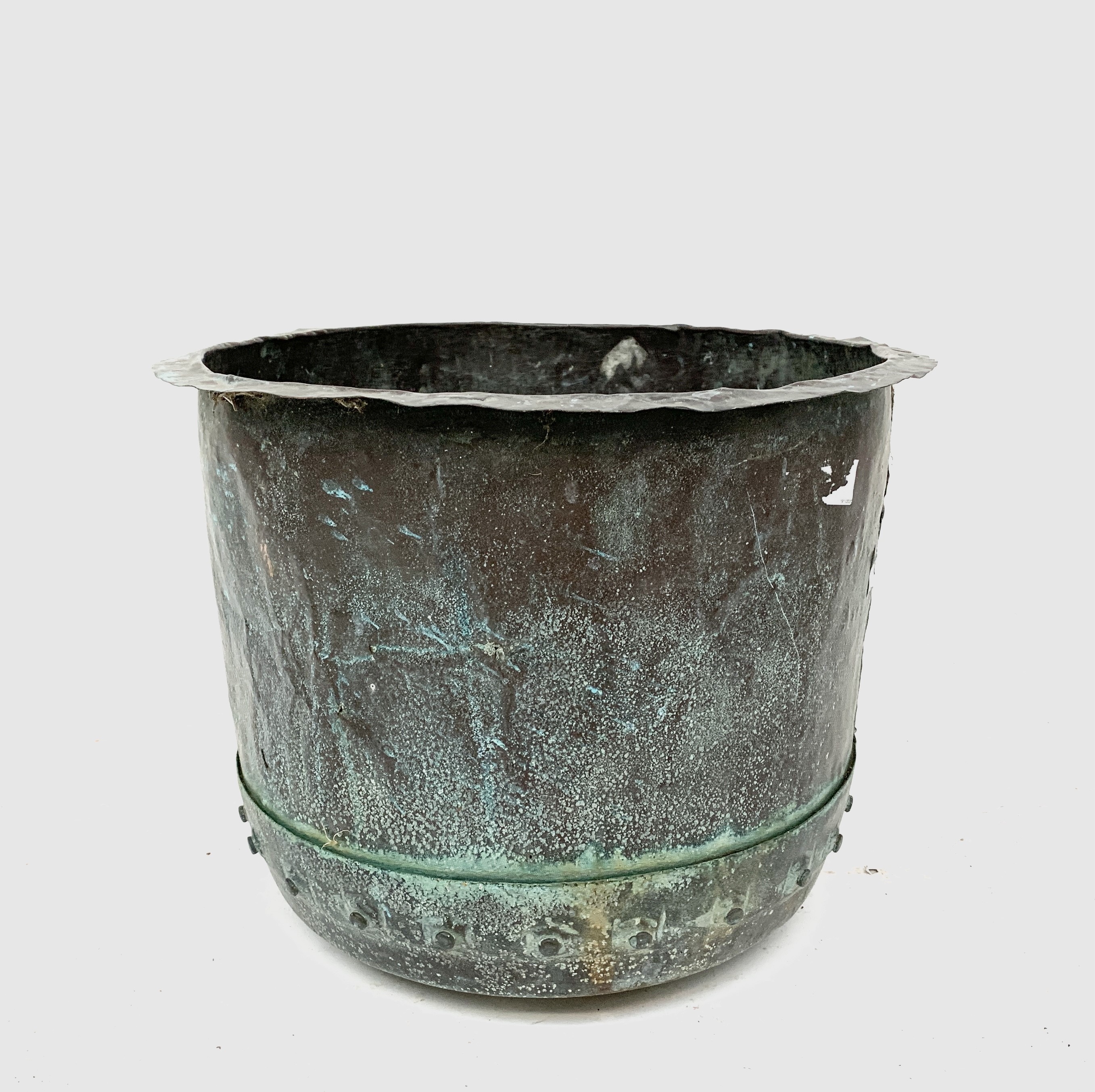 Lot 394 - A 19th century riveted copper washing urn.